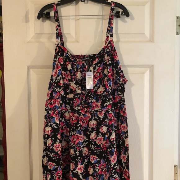 Torrid Black Floral Challis Lace-Up Dress, NWT - Picture 2 of 11